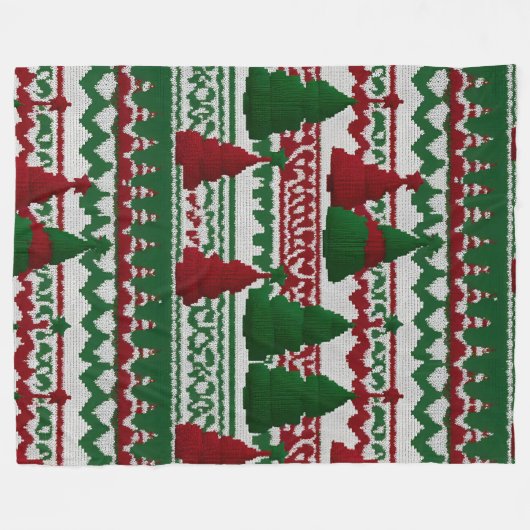 gebreid kerstboompatroon fleece deken (Voorkant (Horizontaal))