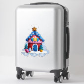 Gebreid Kersthuis Decoratie Sticker (Koffer)