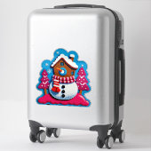 Gebreid Kersthuis Decoratie Sticker (Koffer)