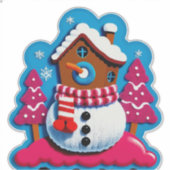 Gebreid Kersthuis Decoratie Sticker (Voorkant)