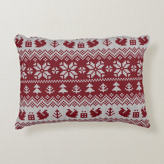 Gebreid, Kerstmis, eekhoorns,  patroon. Accent Kussen (Voorkant)