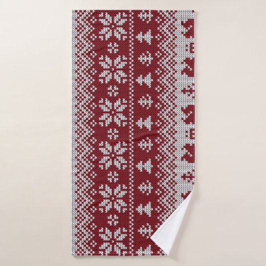 Gebreid, Kerstmis, eekhoorns, patroon. Badhanddoek (Badhanddoek)