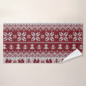 Gebreid, Kerstmis, eekhoorns, patroon. Badhanddoek (Badhanddoek)