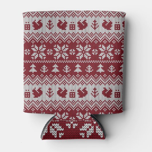 Gebreid, Kerstmis, eekhoorns, patroon. Blikjeskoeler (Voorkant)