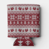 Gebreid, Kerstmis, eekhoorns, patroon. Blikjeskoeler (Achterkant)