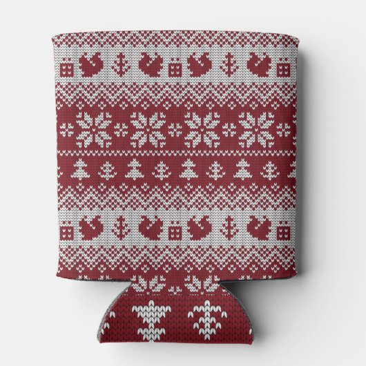 Gebreid, Kerstmis, eekhoorns, patroon. Blikjeskoeler (Achterkant)