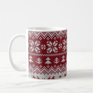 Gebreid, Kerstmis, eekhoorns, patroon. Koffiemok