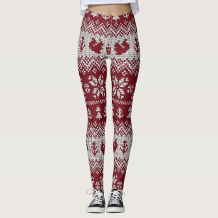Gebreid, Kerstmis, eekhoorns, patroon. Leggings