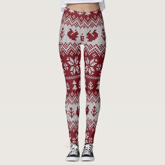 Gebreid, Kerstmis, eekhoorns, patroon. Leggings (Voorkant)