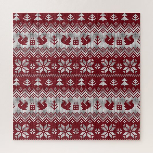Gebreid, Kerstmis, eekhoorns, patroon. Legpuzzel (Verticaal)