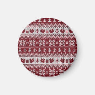 Gebreid, Kerstmis, eekhoorns,  patroon. Magneet