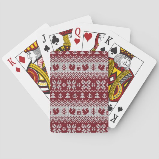 Gebreid, Kerstmis, eekhoorns,  patroon. Pokerkaarten (Achterkant)