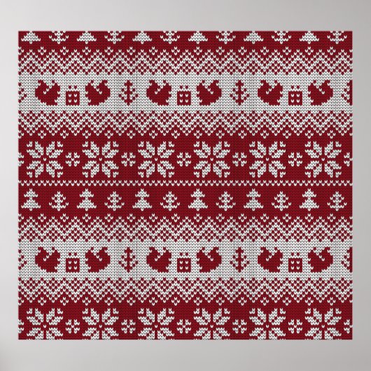 Gebreid, Kerstmis, eekhoorns, patroon. Poster (Voorkant)