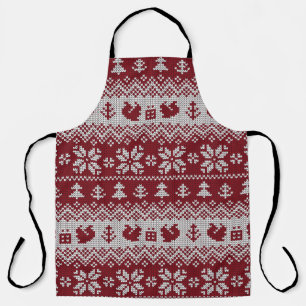 Gebreid, Kerstmis, eekhoorns,  patroon. Schort