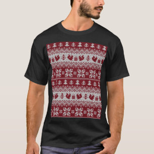 Gebreid, Kerstmis, eekhoorns, patroon. T-shirt