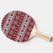 Gebreid, Kerstmis, eekhoorns,  patroon. Tafeltennisbatje (Zijkant)
