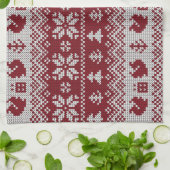 Gebreid, Kerstmis, eekhoorns, patroon. Theedoek (Gevouwen)