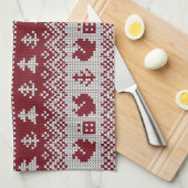 Gebreid, Kerstmis, eekhoorns, patroon. Theedoek (Quarter Fold)