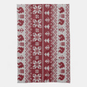 Gebreid, Kerstmis, eekhoorns, patroon. Theedoek (Verticaal)