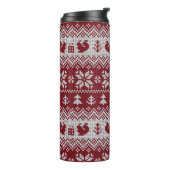 Gebreid, Kerstmis, eekhoorns, patroon. Thermosbeker (Gedraaid links)