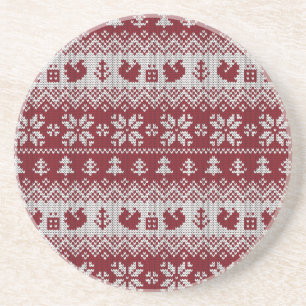 Gebreid, Kerstmis, eekhoorns, patroon. Zandsteen Onderzetter