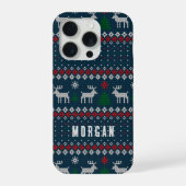 Gebreid Kerstmis Vintage Dennenboom Herten Patroon iPhone Hoesje (Achterkant)