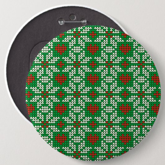 Gebreid kerstpatroon ronde button 6,0 cm (Voorkant /achterkant)