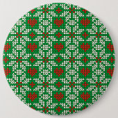 Gebreid kerstpatroon ronde button 6,0 cm (Voorkant)