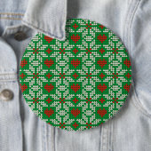 Gebreid kerstpatroon ronde button 6,0 cm (In situ)