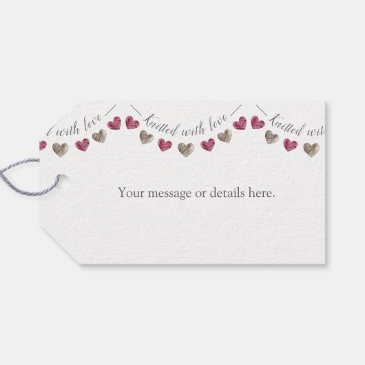 Gebreid met liefde bunting hart label cadeaulabel (Achterkant Horizontaal)