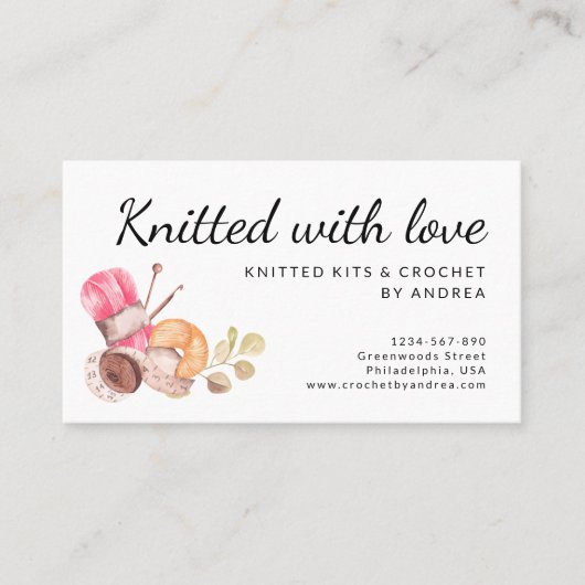 Gebreid met Liefde Handgemaakt Garen Haak Visitekaartje (Voorkant)