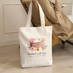 Gebreid met Liefde Handgemaakte Garen Haakmand Tote Bag<br><div class="desc">Moderne en schattige gepersonaliseerde canvas tassen als freebies of weggeven voor handgemaakte garen haak kleine bedrijven.</div>