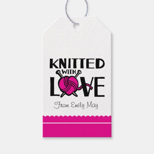 Gebreid met liefde hart wol genaamd cadeau label cadeaulabel (Voorkant)