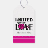 Gebreid met liefde hart wol genaamd cadeau label cadeaulabel (Achterkant)