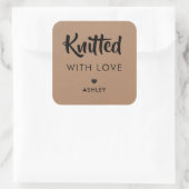 Gebreid met Love Label, Handgemaakt Gift Label, Kr Vierkante Sticker (Tas)