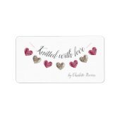 Gebreid met love wol hart papier label (Voorkant)
