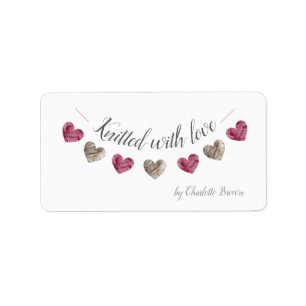 Gebreid met love wol hart papier label