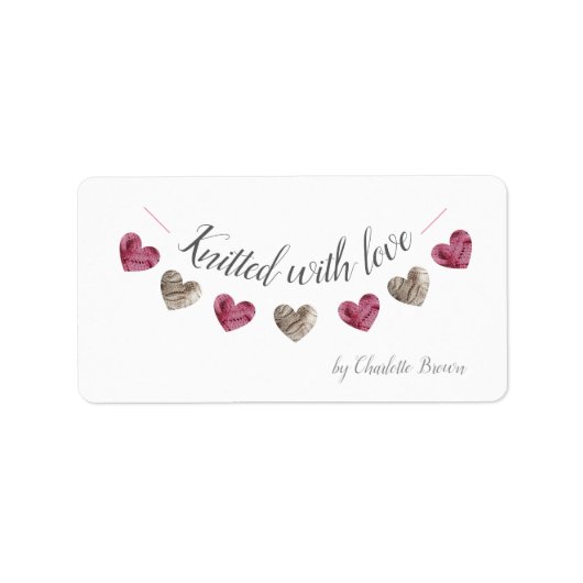 Gebreid met love wol hart papier label (Voorkant)