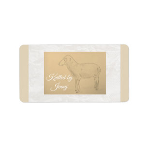 Gebreid met schapenpapier etiket