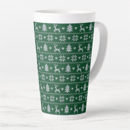 Gebreid naadloos kerstpatroon latte mok