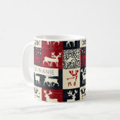 gebreid patchwork kerstpatroon | rustiek koffiemok (Voorkant links)