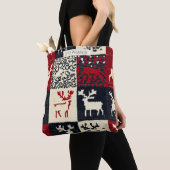 gebreid patchwork kerstpatroon | rustiek tote bag (Dichtbij)