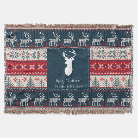 Gebreid patroon Kerst persoonlijk Deken (Voorkant)