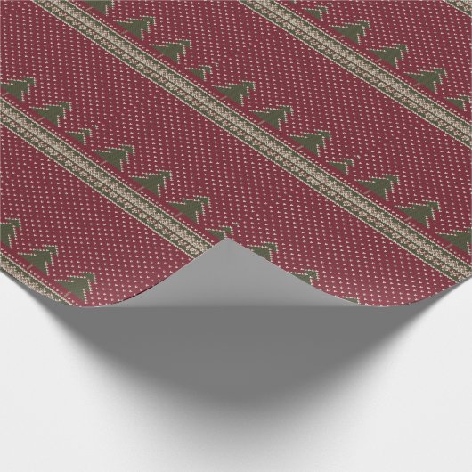 Gebreid patroon met kerstbomen cadeaupapier (Hoek)