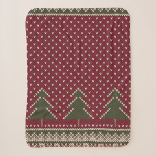 Gebreid patroon met kerstbomen sherpa deken