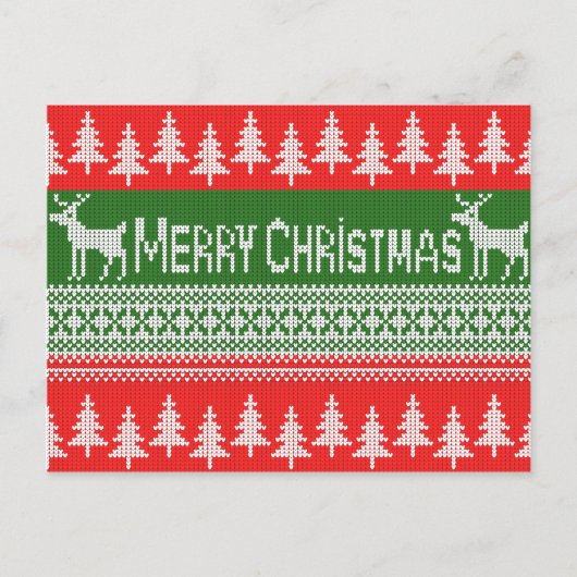 Gebreid patroon "pretkerst" feestdagenkaart (Voorkant)