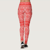 Gebreid Steekpatroon1 Rood/Wit ID208 Leggings (Achterkant)
