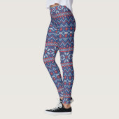 Gebreid Steekpatroon2 Navy/Rood ID208 Leggings (Links)