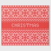 Gebreid Stitch Pattern1 Red/White ID208 Cadeaupapier (Vlak)