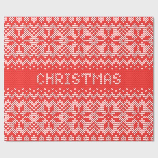 Gebreid Stitch Pattern1 Red/White ID208 Cadeaupapier (Vlak)